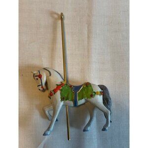 Hallmark Keepsake Carousel White Horse Ornament 2004 Gold Pole Festive Details